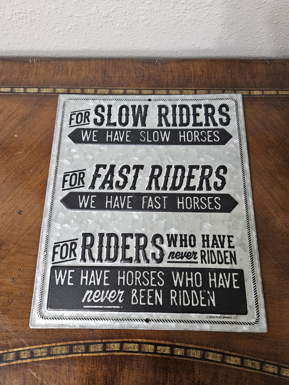 Metal Wall Sign - Black and Silver Rustic Horse Quote